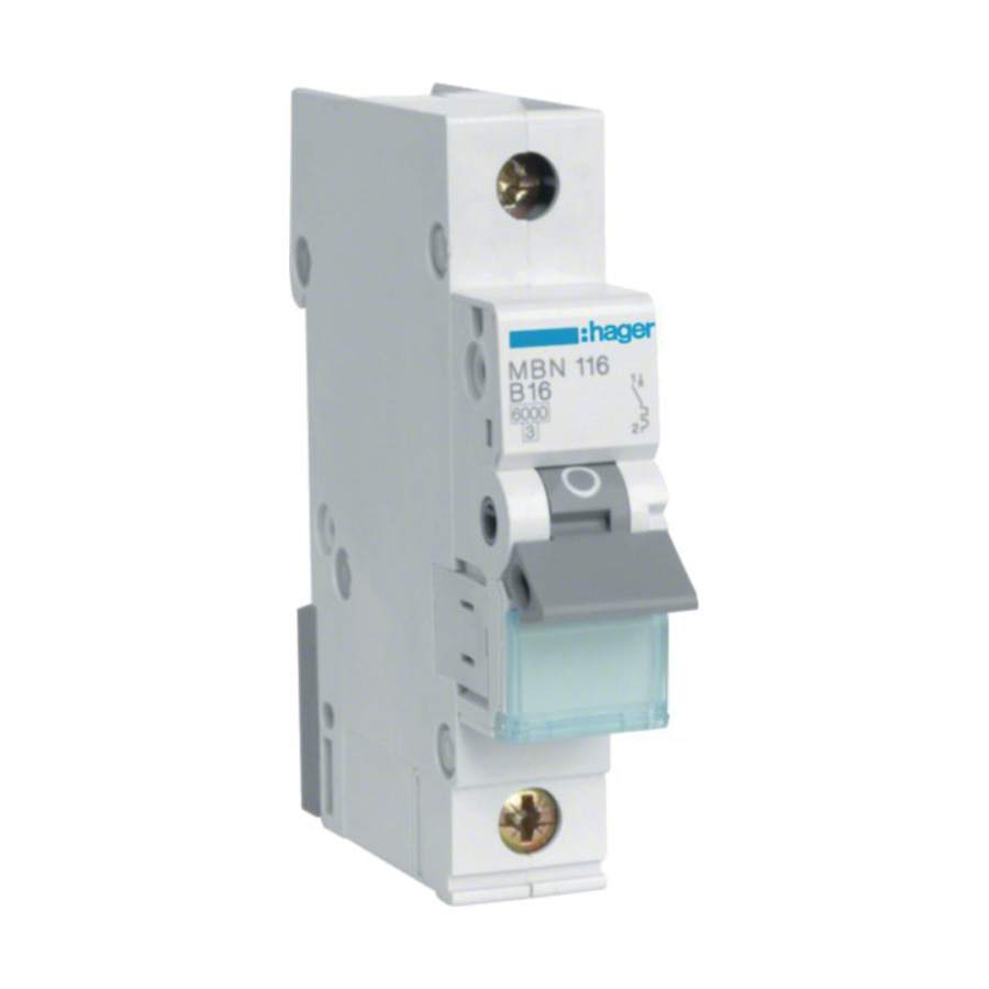 Hager Leitungsschutzschalter 1-polig B-16A, 6kA MBN116